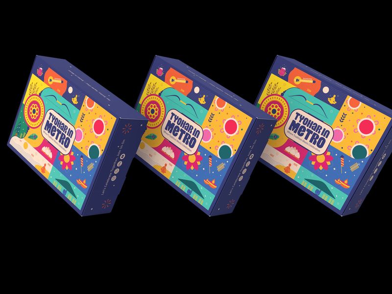 Tyohar in Metro festive gift boxes with modular Indian festival illustration system